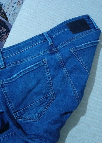Düğmeli Mavi Kadın Denim Pantolon - Görsel 3