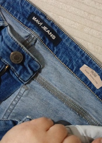 Düğmeli Mavi Kadın Denim Pantolon - Görsel 4