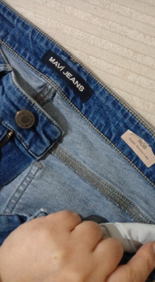 Düğmeli Mavi Kadın Denim Pantolon - Görsel 4
