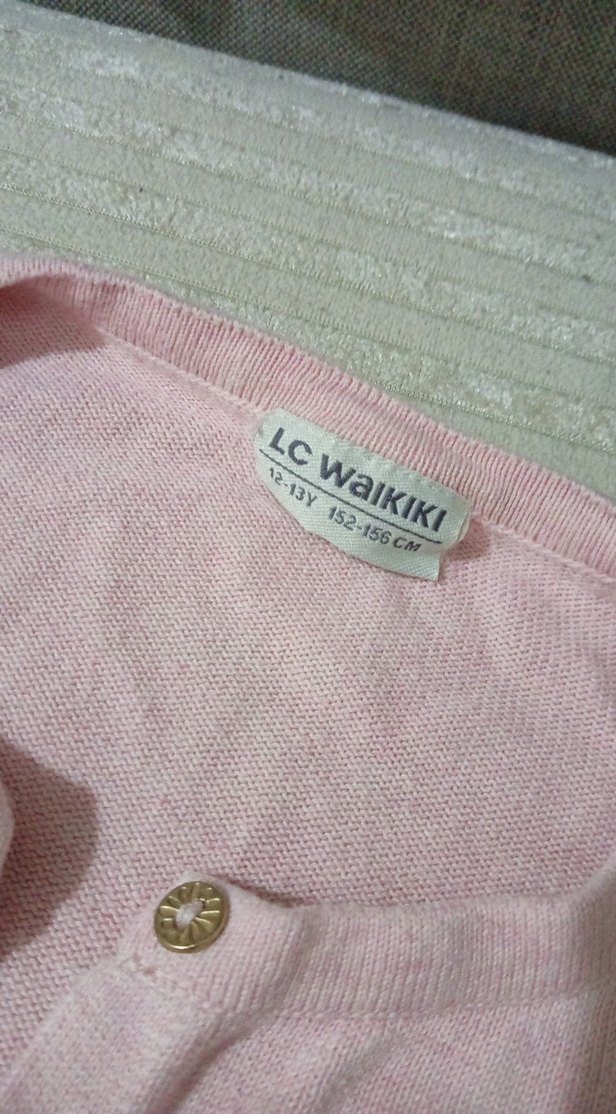 Kız Çocuk Pembe Düğmeli Pamuklu Hırka - Görsel 3