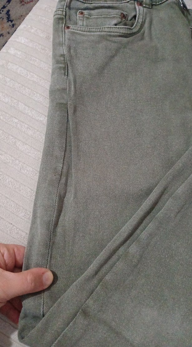 Yesil Kadın Kot Pantolon Bol Kesim - Görsel 2