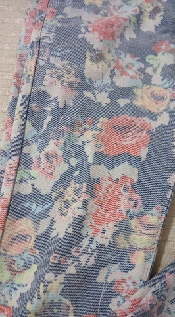 Gri Çiçek Desenli Bohem kiz Pantolon - Görsel 2