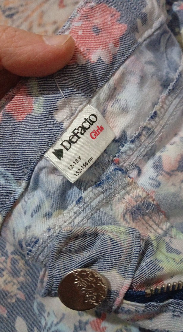 Gri Çiçek Desenli Bohem kiz Pantolon - Görsel 3