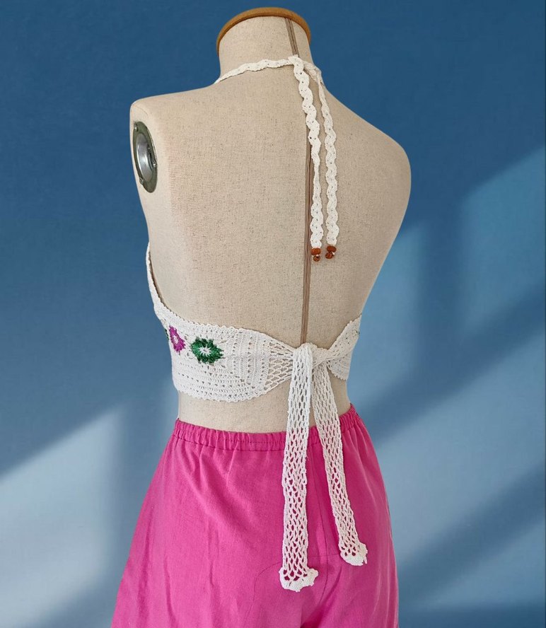 Merserize çiçek motifli ve göğüs pedli büstiyer - Görsel 3