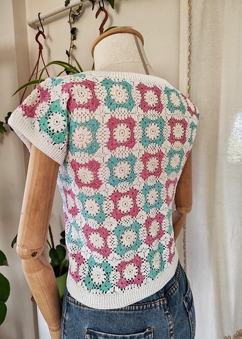 Çiçek motifli merserize dantel süveter üst - Görsel 5