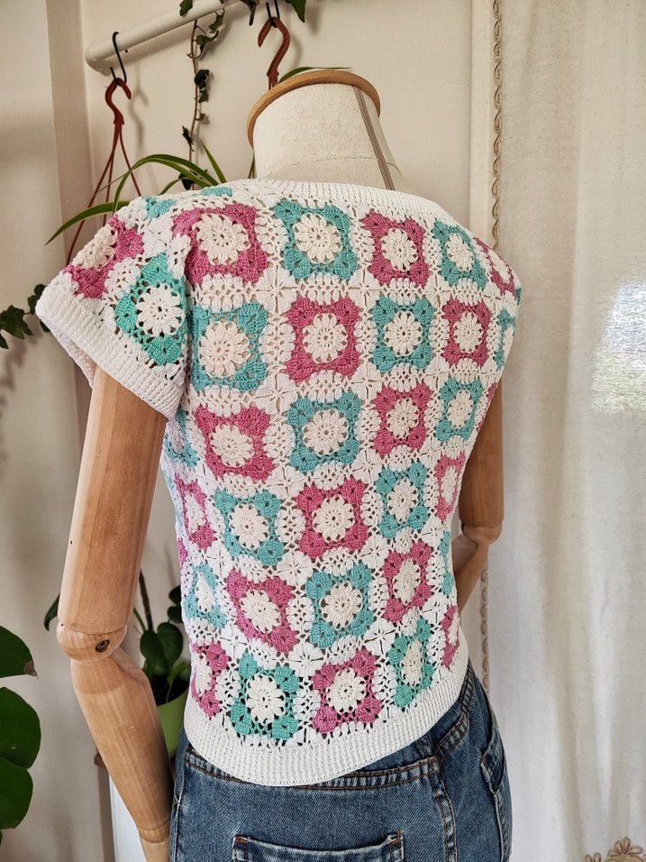 Çiçek motifli merserize dantel süveter üst - Görsel 5