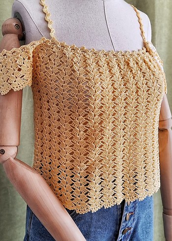 #sar #  Dantel Detaylı Straplez Triko Bluz - Görsel 5