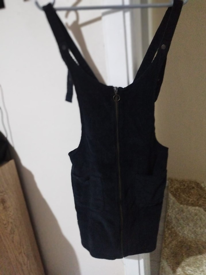 Kızlar için Siyah kadife Fermuarlı Tulum - Görsel 3