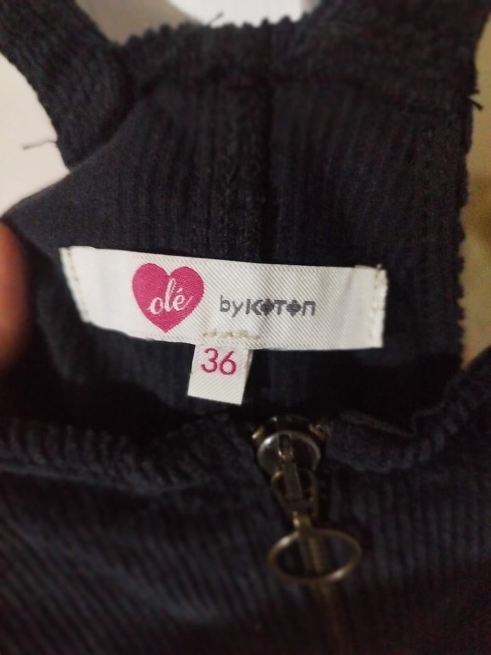 Kızlar için Siyah kadife Fermuarlı Tulum - Görsel 2