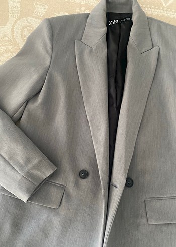 Zara Gri İnce Cizgili Blazer Ceket