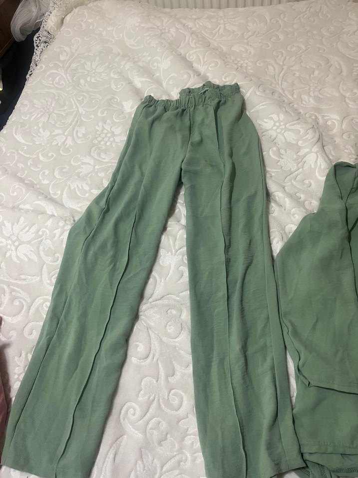 Pastel Yeşil Rahat Kadın tunik takımı - Görsel 3