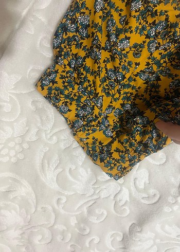 Sarı Çiçek Desenli Bol Kesim Kız Eşofman Altı - Görsel 2