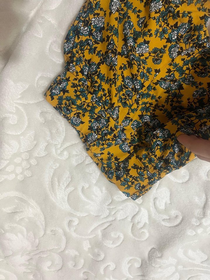 Sarı Çiçek Desenli Bol Kesim Kız Eşofman Altı - Görsel 2