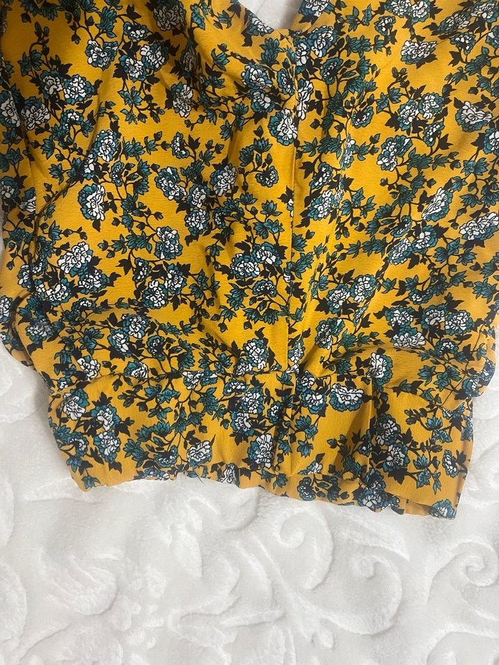 Sarı Çiçek Desenli Bol Kesim Kız Eşofman Altı - Görsel 5