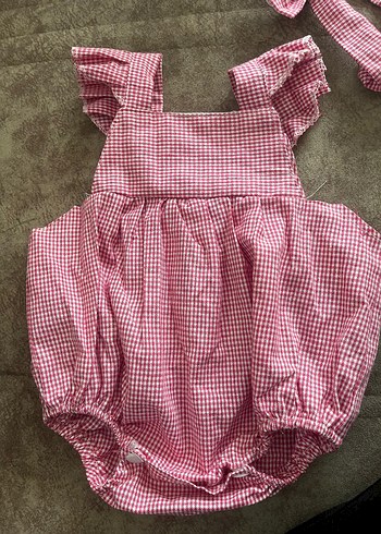 Pembe Kareli Fırfırlı Bebek Kız Tulum - Görsel 4