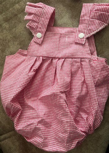 Pembe Kareli Fırfırlı Bebek Kız Tulum - Görsel 3