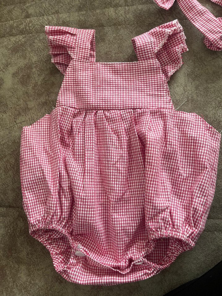 Pembe Kareli Fırfırlı Bebek Kız Tulum - Görsel 4