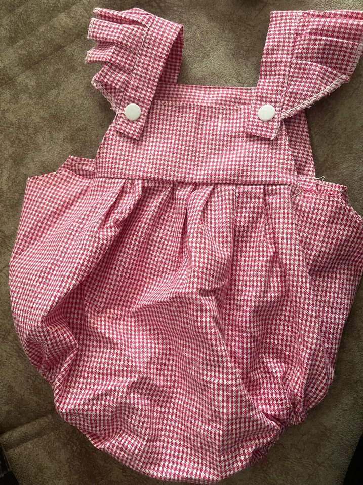 Pembe Kareli Fırfırlı Bebek Kız Tulum - Görsel 3