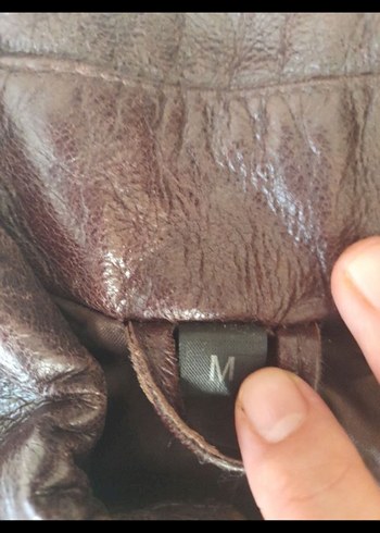 Kahverengi Deri Biker Ceket - Görsel 3