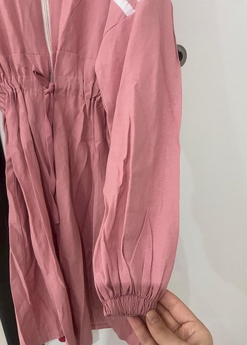 Pembe Bağcıklı Uzun Kollu Kadın Tunik - Görsel 5