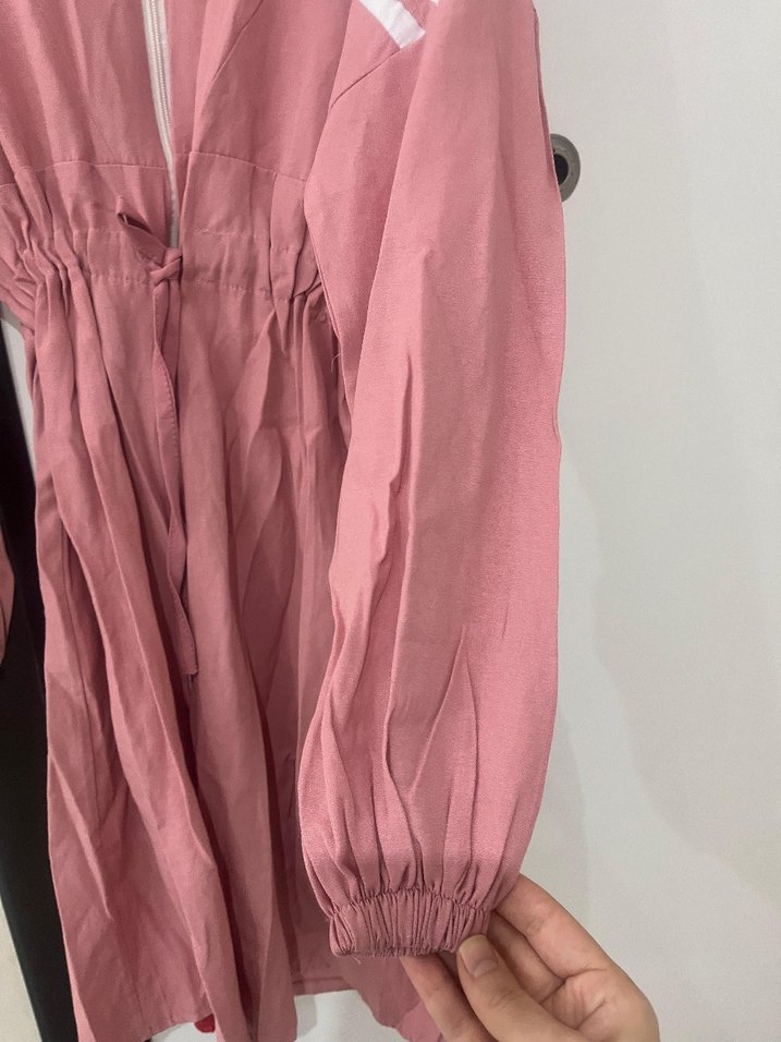 Pembe Bağcıklı Uzun Kollu Kadın Tunik - Görsel 5