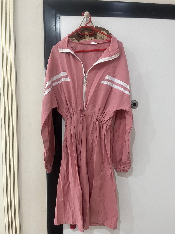 Pembe Bağcıklı Uzun Kollu Kadın Tunik - Görsel 2