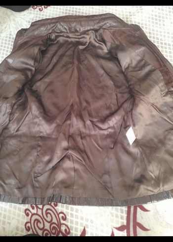 Düğmeli Kahverengi Deri Kadın Ceket - Görsel 7