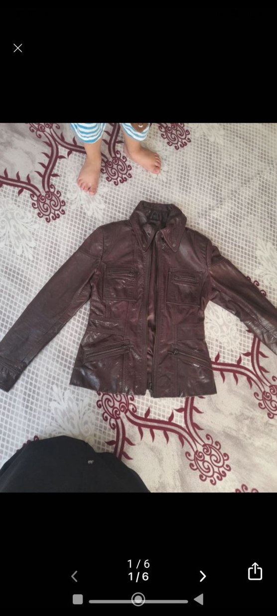 Düğmeli Kahverengi Deri Kadın Ceket - Görsel 4