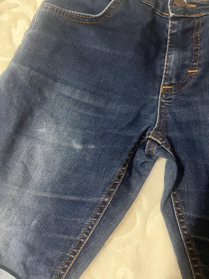 Kızlar için Beyaz Bağlama Desenli Denim Şort - Görsel 3