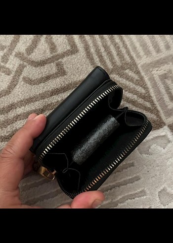 Beden siyah Renk Siyah Deri Fermuarlı Kadın Cüzdanı