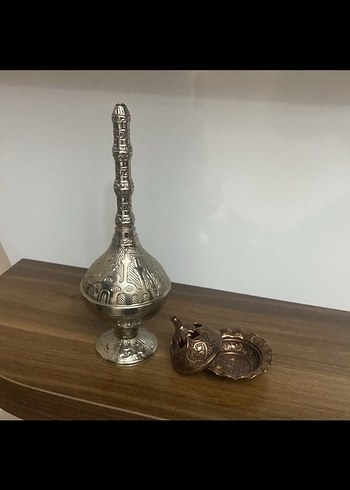 Bakır lokumluk ve Gülsuyu şişesi