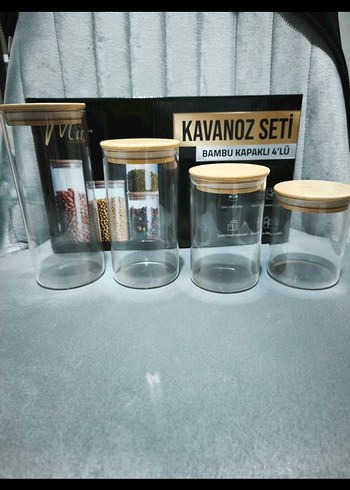 Diğer Bambu Kapaklı Kavanoz Seti 4'lü