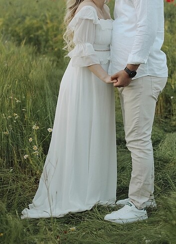 40 Beden beyaz Renk Dış çekim nikah elbisesi