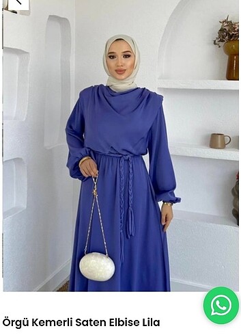 MODAALA ÖRGÜ KEMERLİ SATEN ELBİSE