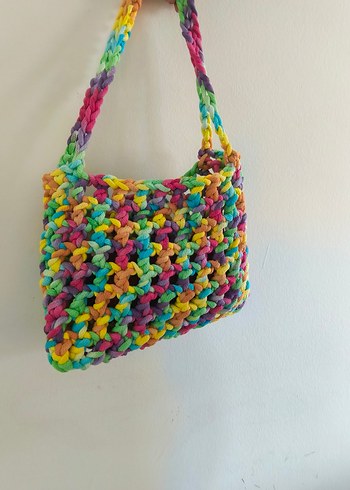 Renkli Örgü Kadın Çanta - Görsel 5