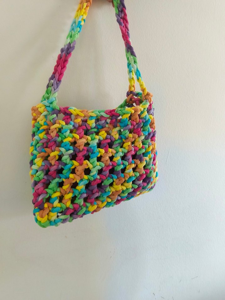 Renkli Örgü Kadın Çanta - Görsel 5