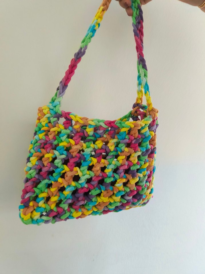 Renkli Örgü Kadın Çanta - Görsel 3