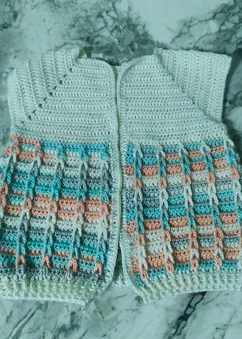 Kız Çocuk Bohem Örgü Kolsuz Hırka - Görsel 2