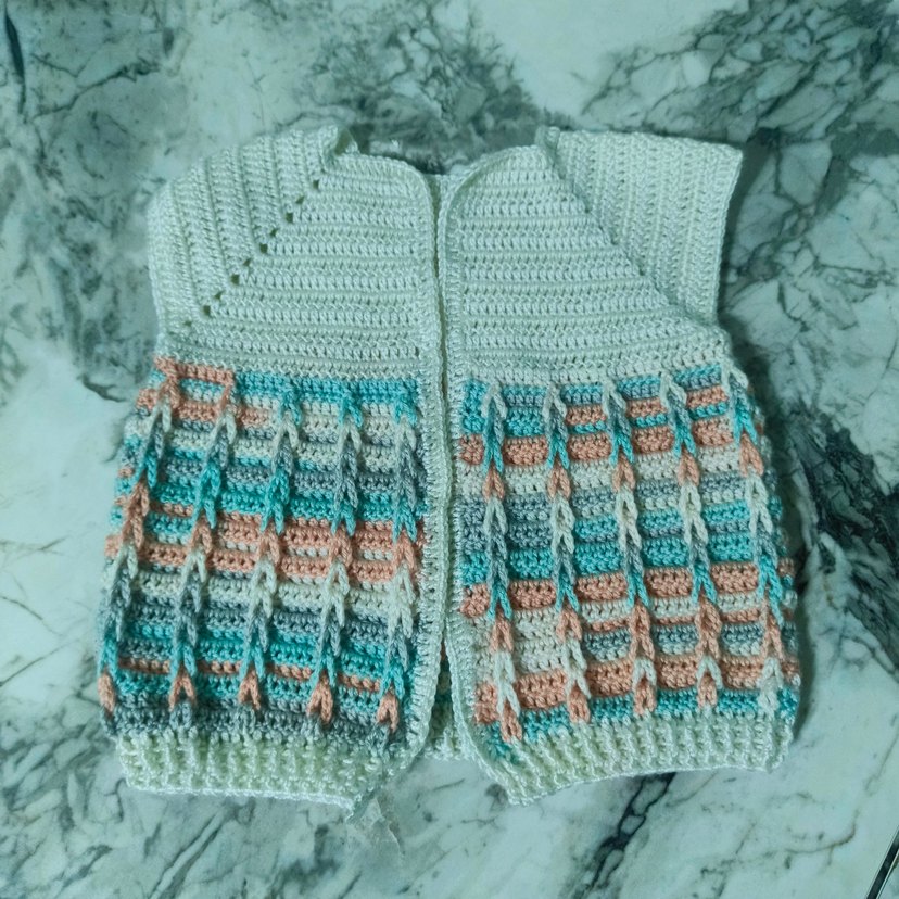 Kız Çocuk Bohem Örgü Kolsuz Hırka - Görsel 2