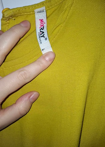 Sarı Düğmeli Uzun Keten Elbise - Görsel 4