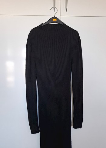 Boğazlı Gri Kadın Triko elbise - Görsel 5