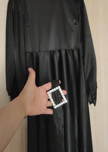 Parlak Siyah Gotik Midi Elbise
