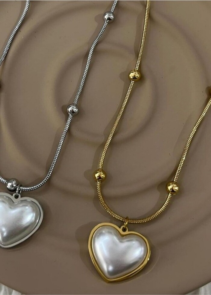 Çelik kalplı kolyeler  - Görsel 2