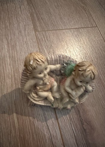 Bej Pastel Renkli İkiz Bebek Figürin