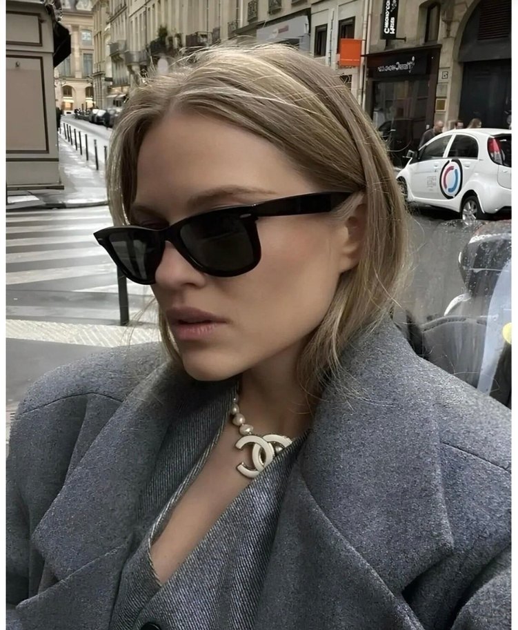 Parlak Siyah Transparan Kadın Güneş Gözlüğü - Görsel 2