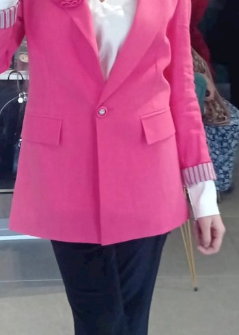 Kadın Pembe Uzun Kesim Blazer Takım - Görsel 2