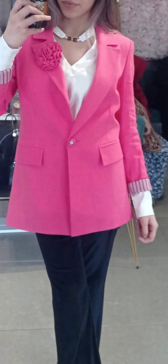 Kadın Pembe Uzun Kesim Blazer Takım - Görsel 2