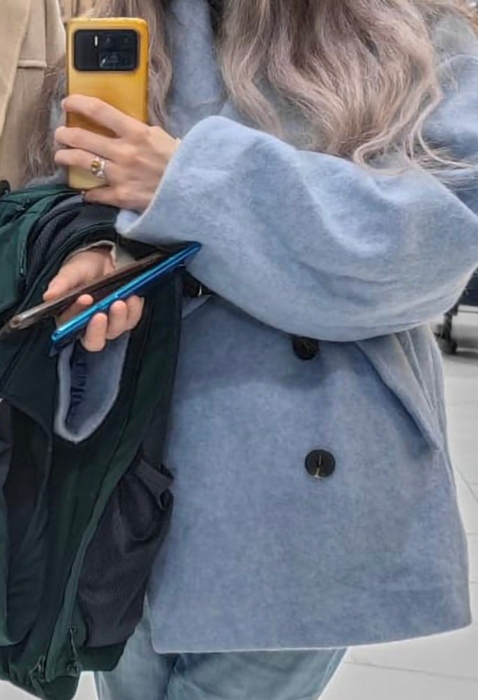 Düğmeli Mavi Midi Yün Kadın Kaban - Görsel 3