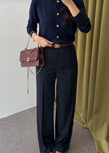 Kadın lacivert Kumaş Pantolon - Görsel 2