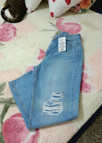 Mavi Yırtık Detaylı Denim Pantolon - Görsel 8